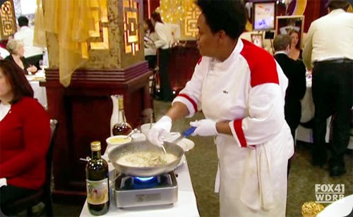 Hell's Kitchen - Nilka making Steak Diane table side - CertifiedFoodies.com