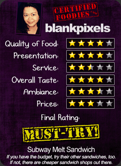 blankPixels Scorecard for Subway MOA - CertifiedFoodies.com