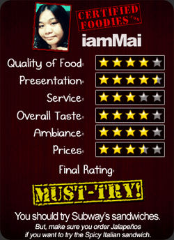 iamMai Scorecard for Subway MOA - CertifiedFoodies.com