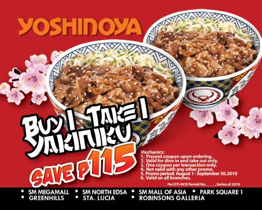 Yoshinoya Buy 1, Take 1 Yakiniku Promo Coupon - CertifiedFoodies.com