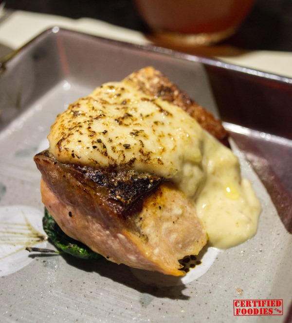 Grilled Salmon with spinach and Wafu's own Sauce Ana