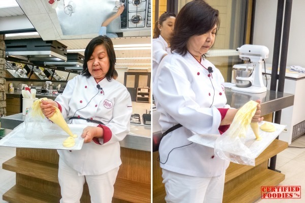 Ms. Rory showing us how to make eclairs and cream puffs
