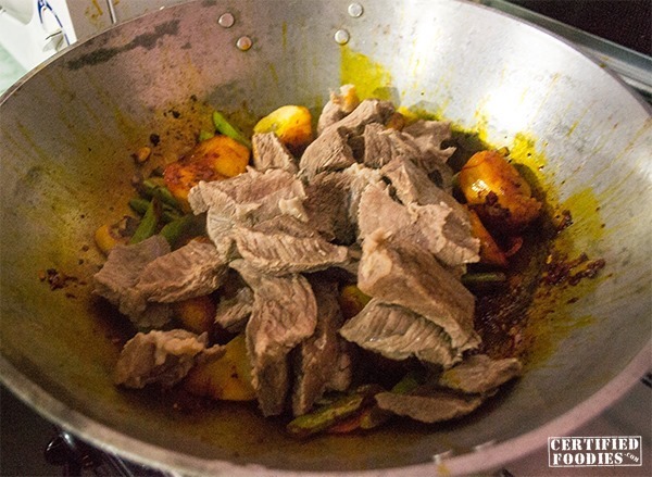 Add the beef cuts