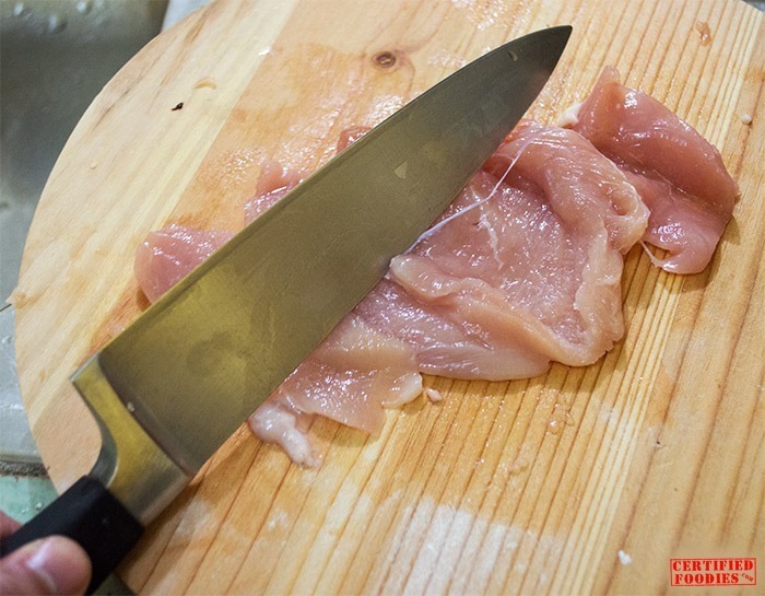 Pound the chicken for a tender and moist chicken