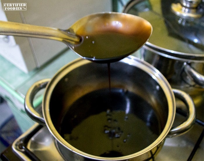 Preparing the Yakitori sauce til it thickens