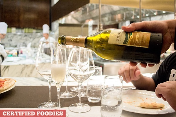 A glass of wine to start the lovely dinner at the Chef's Table in Finestra at Solaire