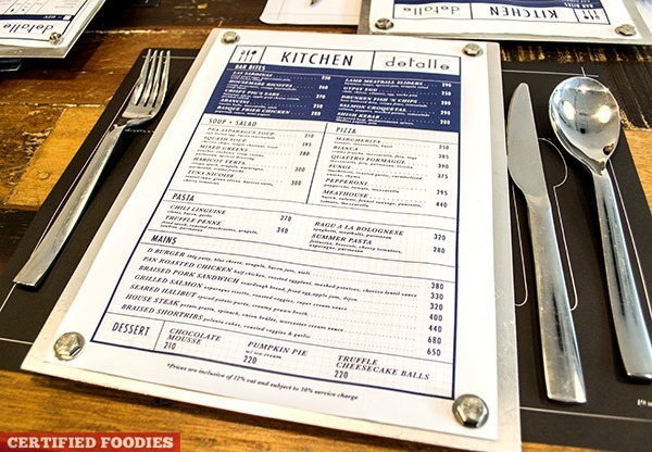 detalle bar and kitchen's menu screwed on aluminum boards[2][4]