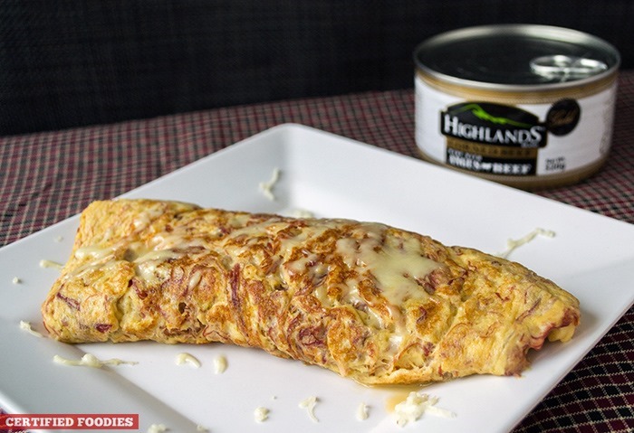 Highlands Gold Corned Beef and Cheese Omelet recipe