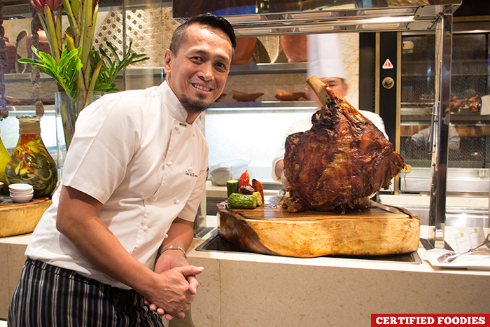Chef Sau del Rosario with Lechon Baka at Filipino Food Festival Fresh Solaire