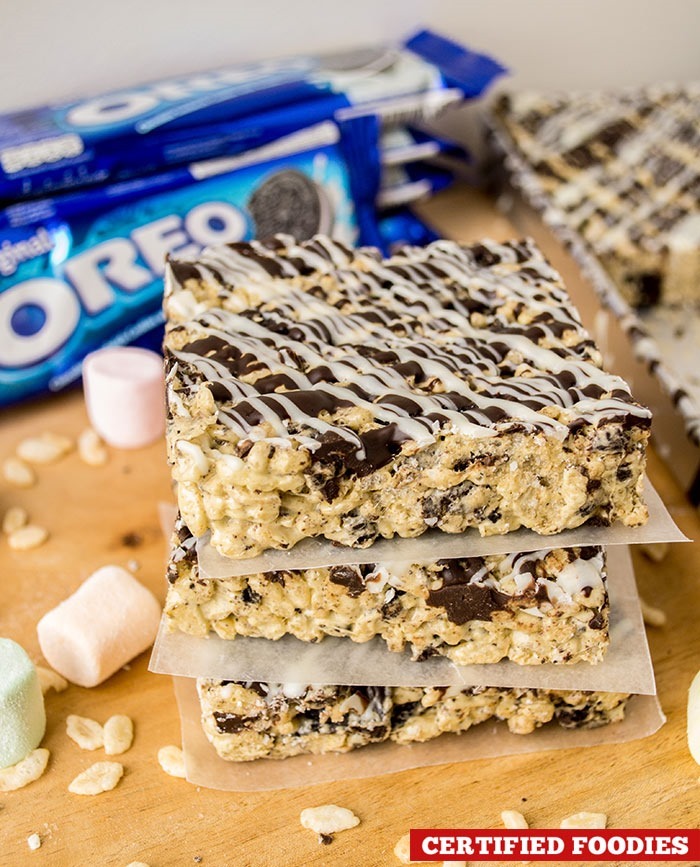 No-Bake Oreo Rice Krispies Bar