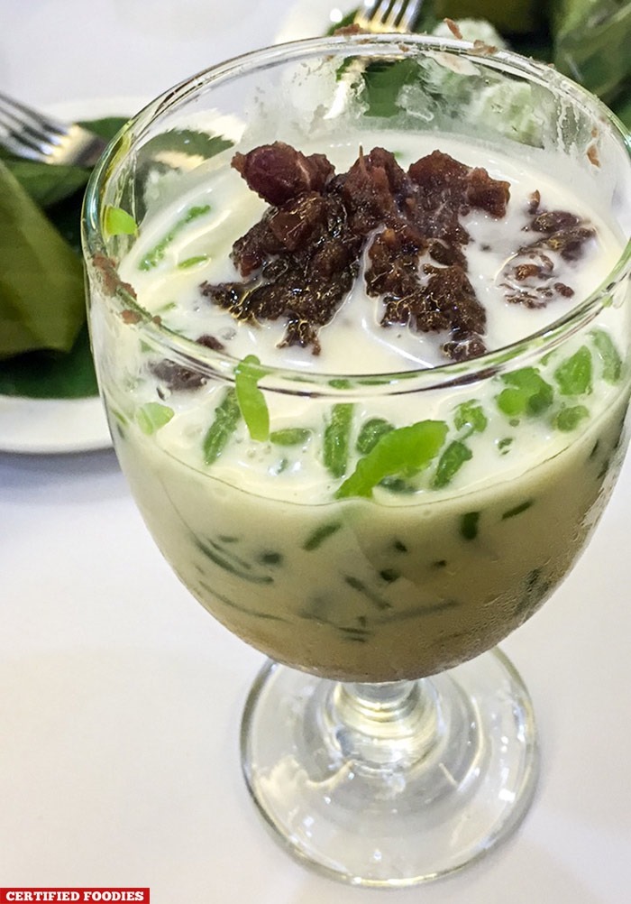 Cendol - a Malaysian dessert made with shaved ice, coconut milk, red beans, gula jawa, and pandan flavored jelly