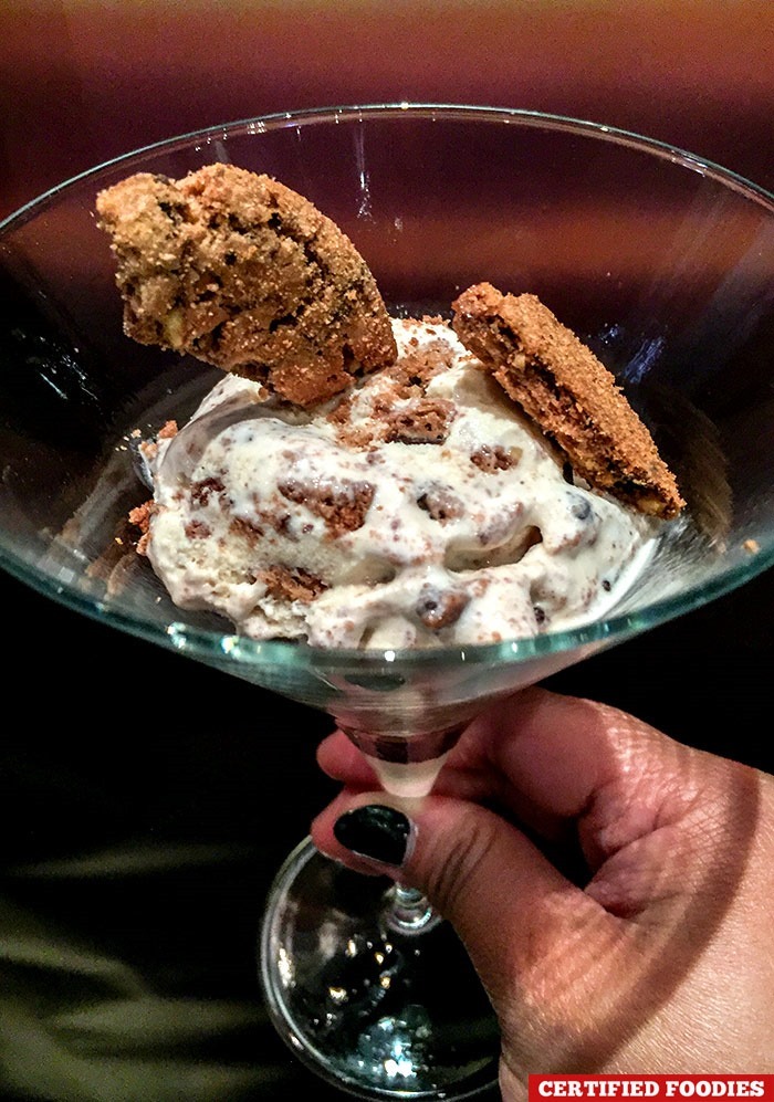 Julie's Hershey's Cookies & Cream ice cream, with Julie's Hershey's chocolate chips hazelnut cookies