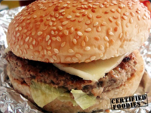 Tropical Hut Classic Burger up-close - CertifiedFoodies.com