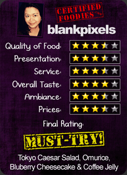 blankPixels Scorecard for Tokyo CafÃ© - CertifiedFoodies.com