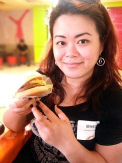 Me having my first taste of Amazing Aloha Burger after 4 years!