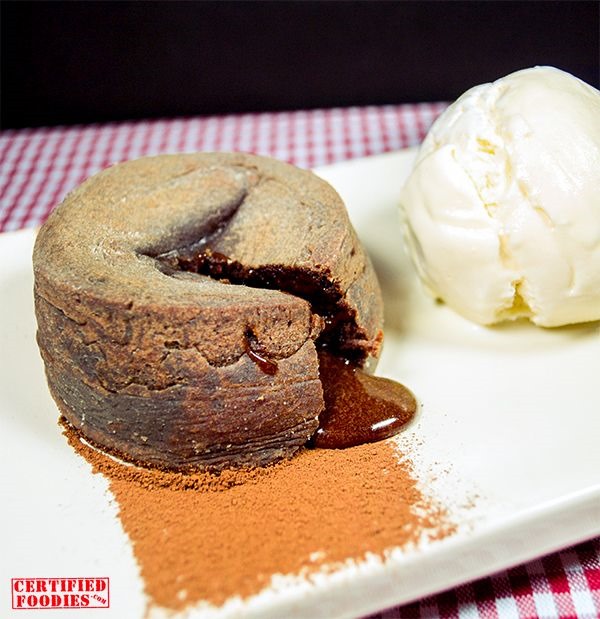 Chocolate sauce oozing from the Chocolate Lava Cake