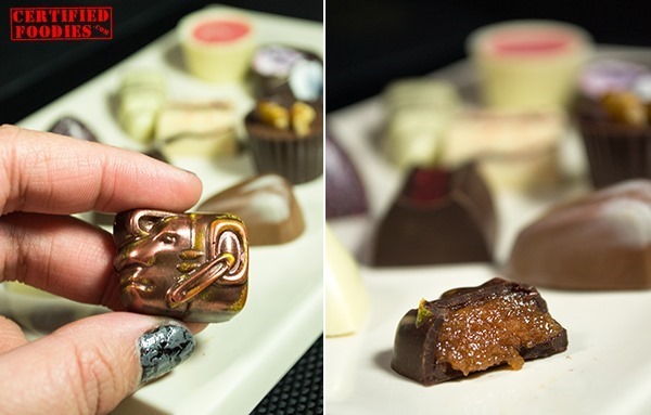 Deconstructed santol membrillo with dark chocolate shell