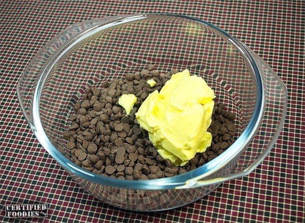 Combine butter and chocolate chips to melt and mix them together