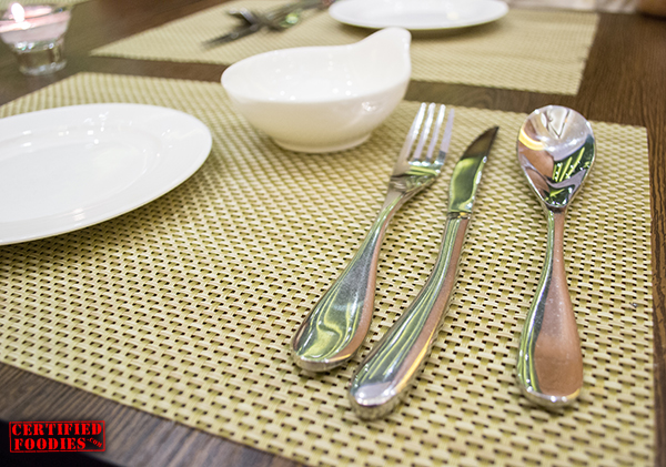 Table setting at Koko Buri - look at the huge spoons!
