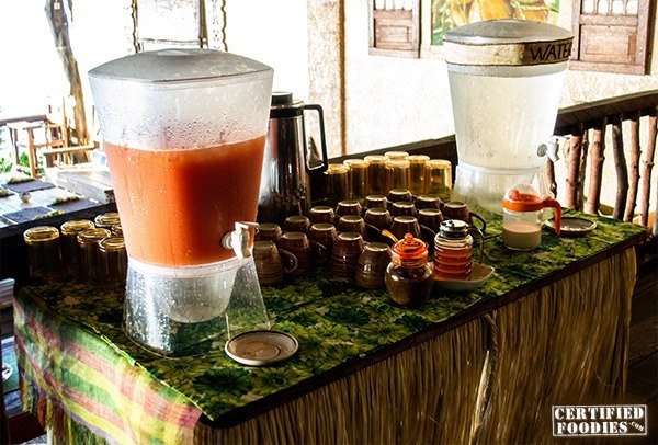 Unlimited fresh juice, water, coffee and tea