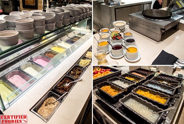 Creamery station with crepes and halo-halo!