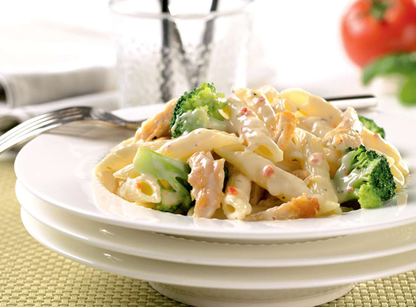 Penne with Chicken, Broccoli and Tomato Basil Cheddar