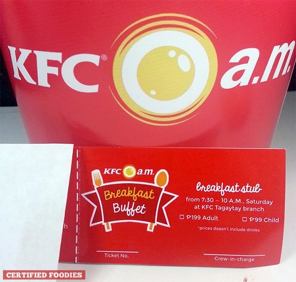 KFC Breakfast Buffet tickets