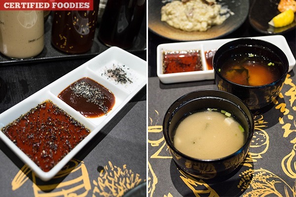 Sauces and Free Miso Soup from Kimukatsu Shangri La