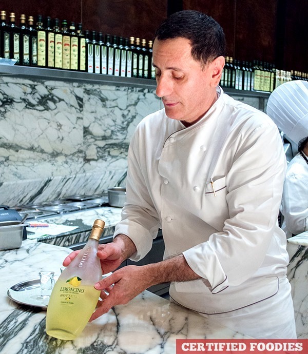 Chef Salvatore showing us the Limoncello liqueur