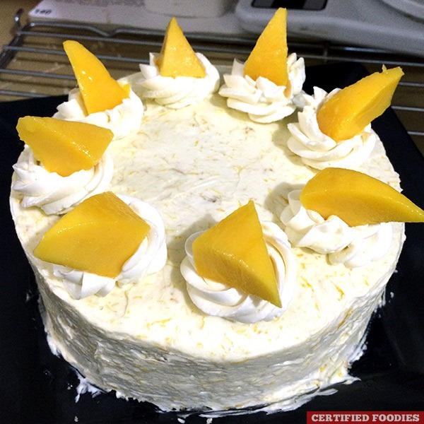 Mango Buttercream Cake made using a microwave oven
