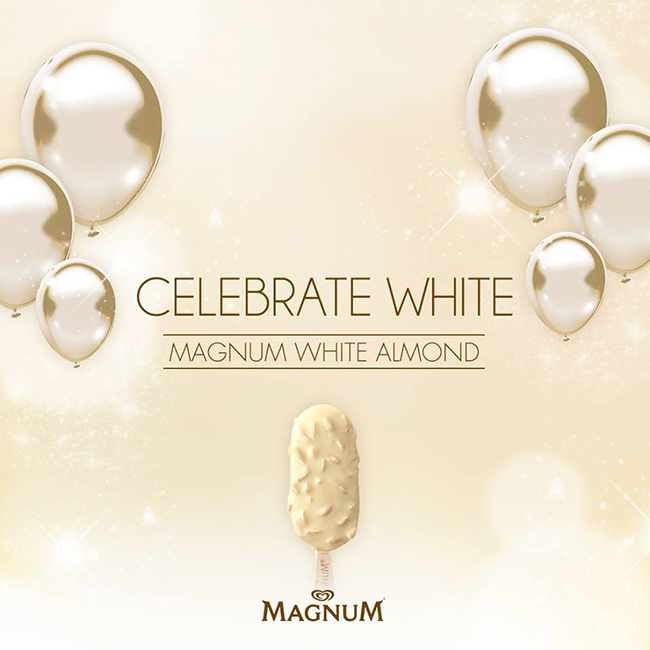 CelebrateWhite with the Magnum White Almond ice cream